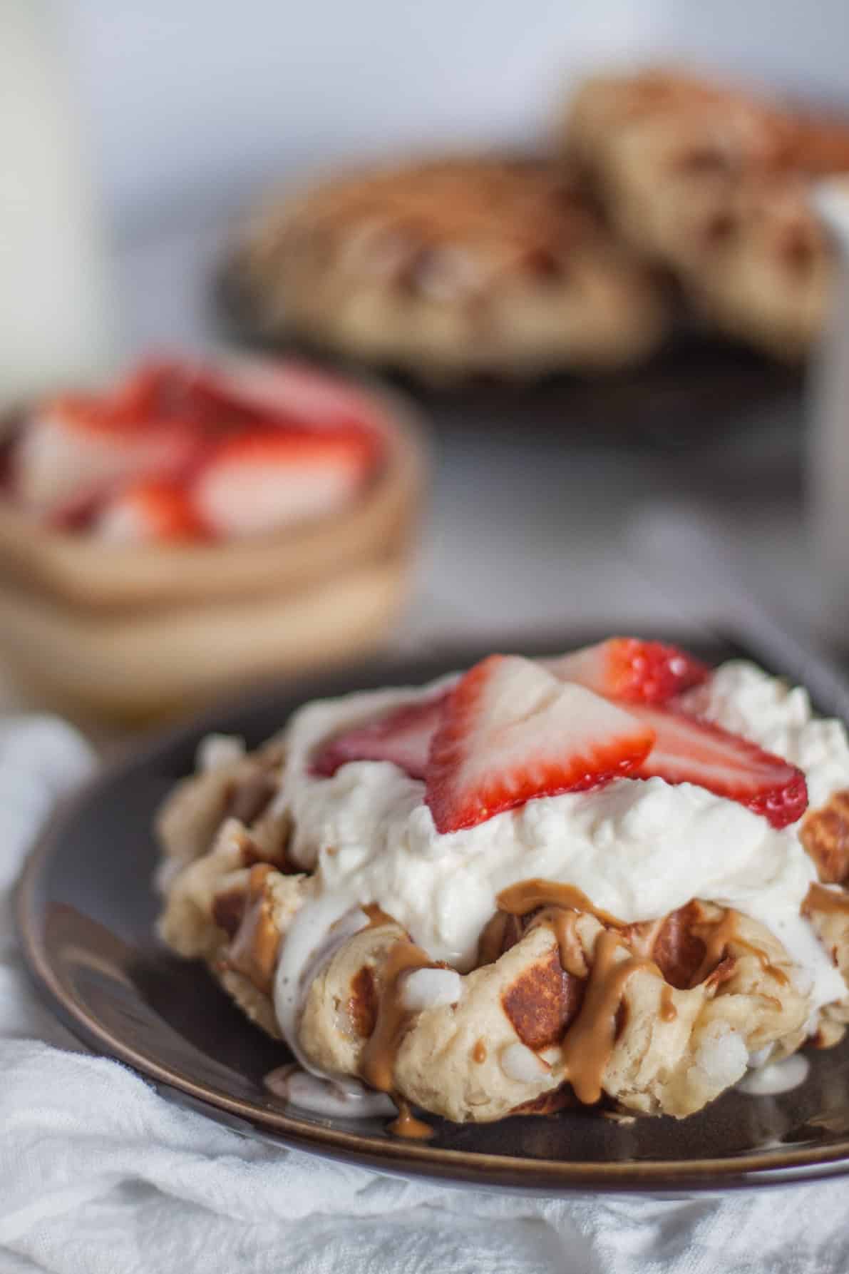 Nothing's better than Belgian Liege Waffles with Cookie Butter! These waffles are perfect for breakfast and dessert, plus they are easy to whip up.