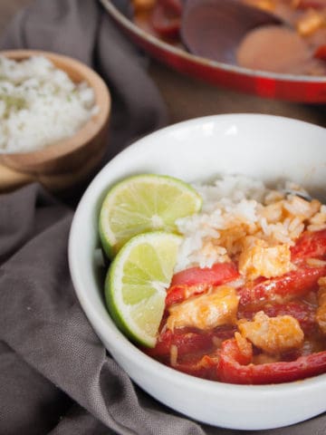 Skip the takeout and make homemade Red Thai Chicken Curry instead! Ready in less than 20 minutes, this is the perfect meal for a weeknight or any day!