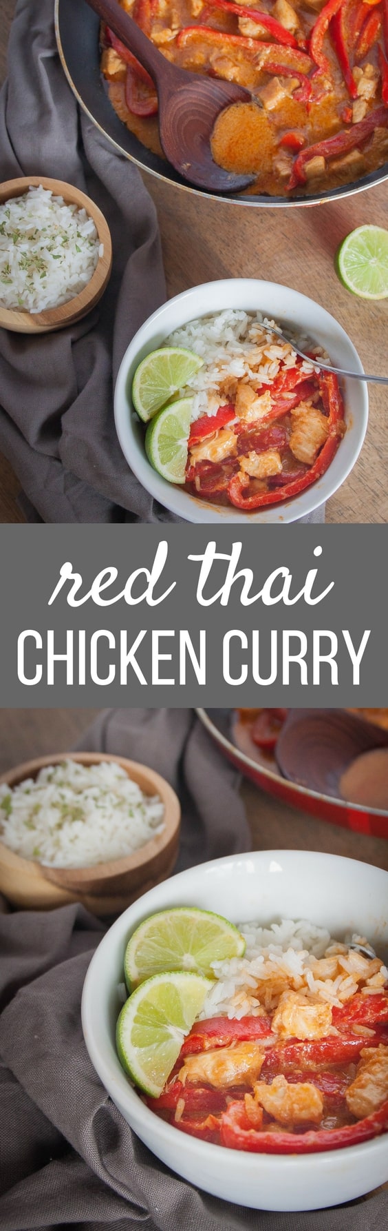 Skip the takeout and make homemade Red Thai Chicken Curry instead! Ready in less than 20 minutes, this is the perfect meal for a weeknight or any day!