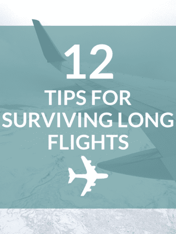 Featured image for 12 Tips for Surviving Long Flights blog post.