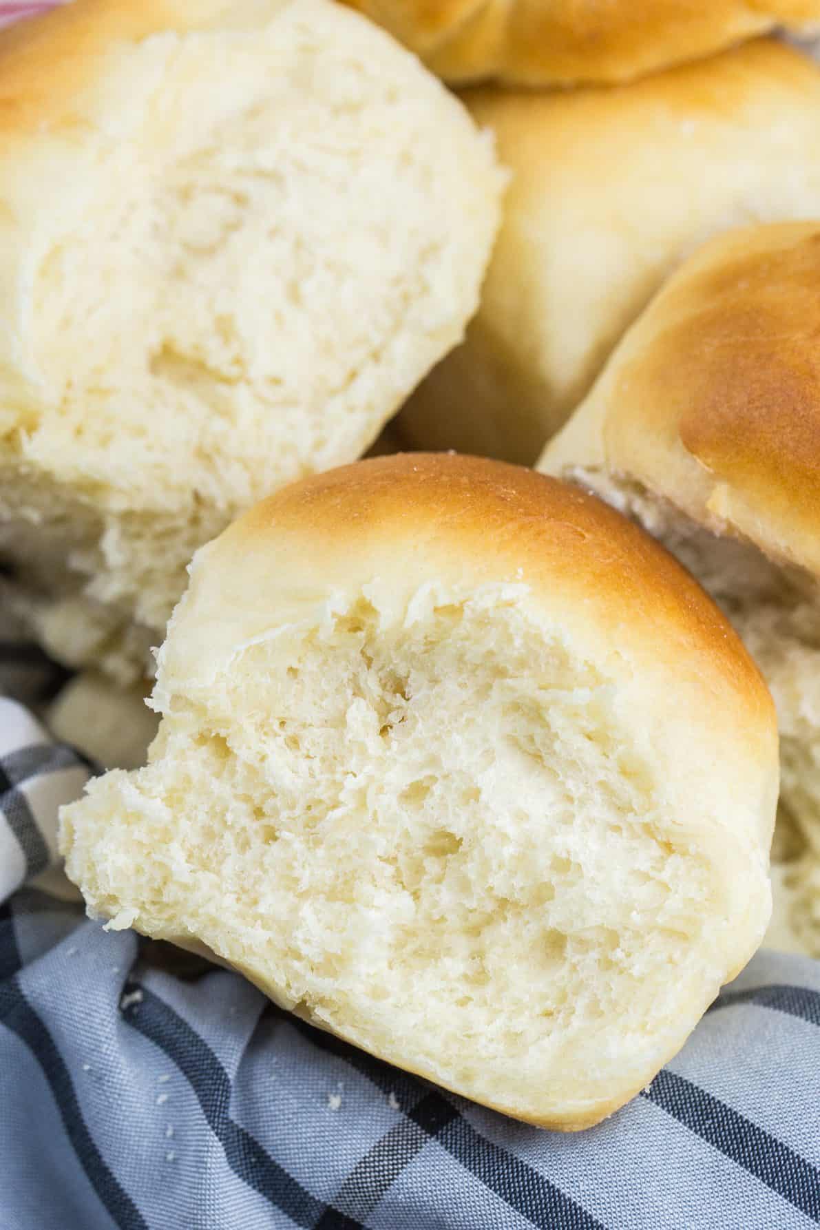 Close up view of milk bread roll.