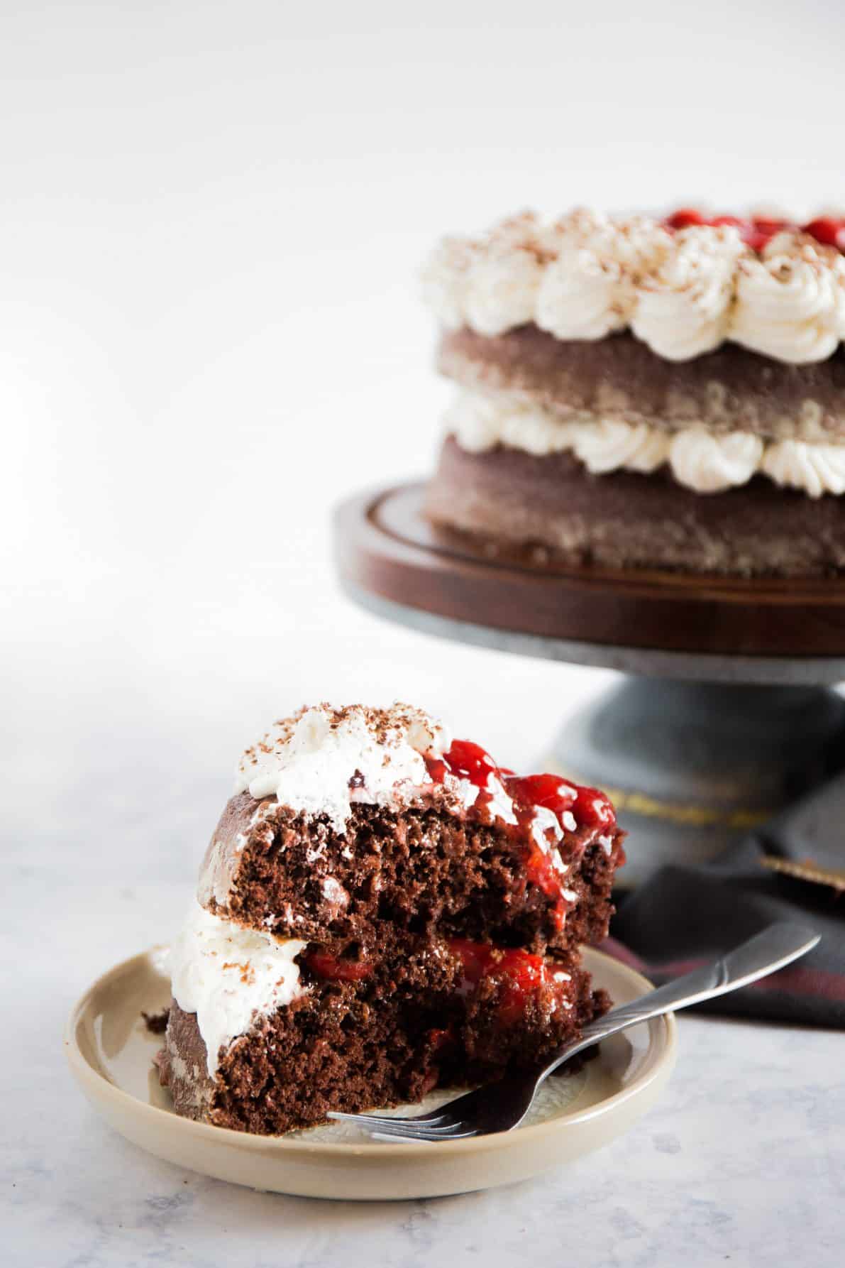 Piece of the black forest cake.
