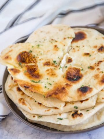 Pita bread on a plate.