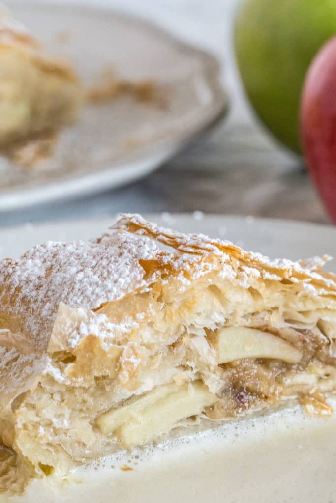 Slice of apple strudel.
