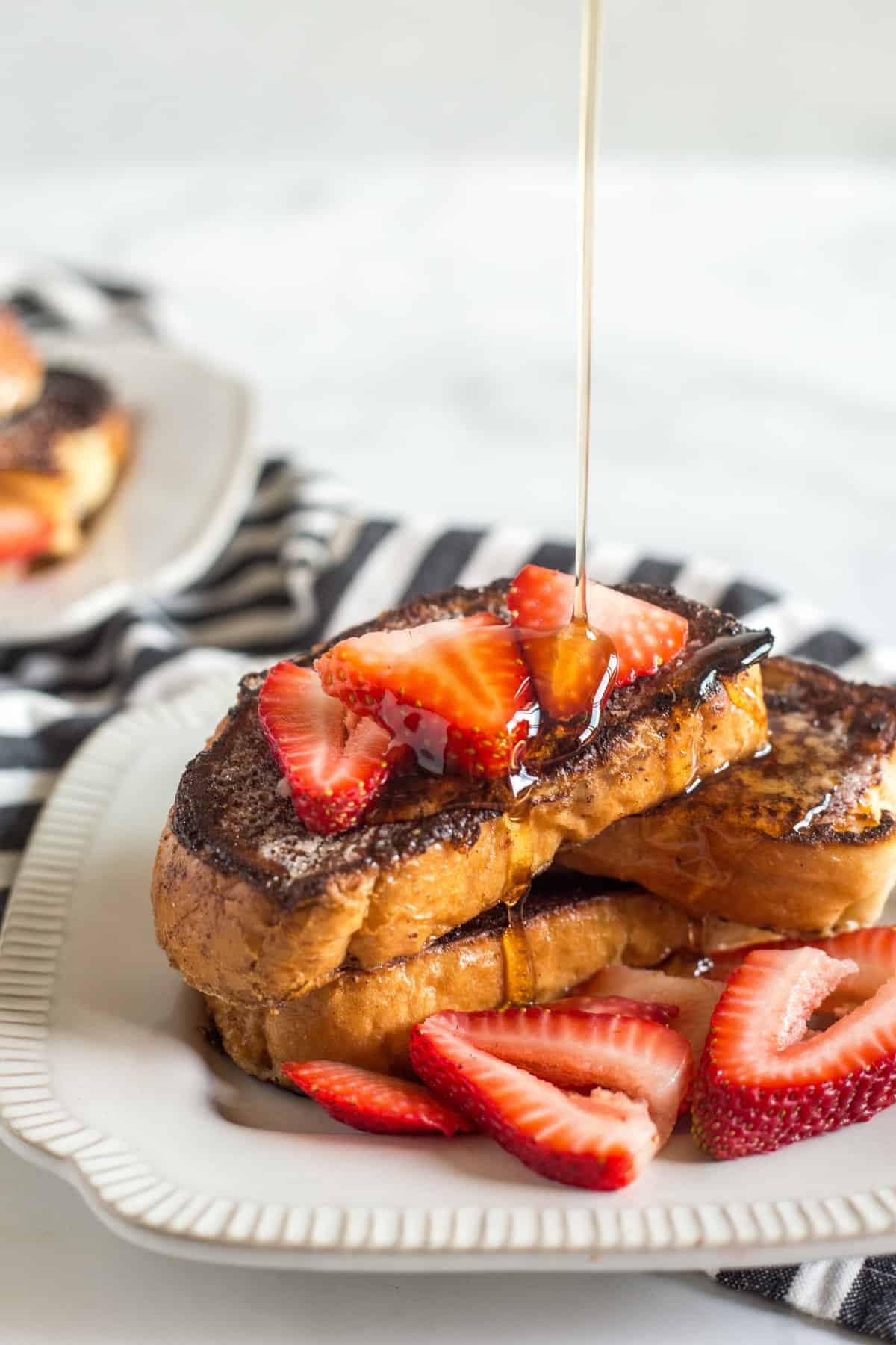 French toast with a drizzle of maple syrup.