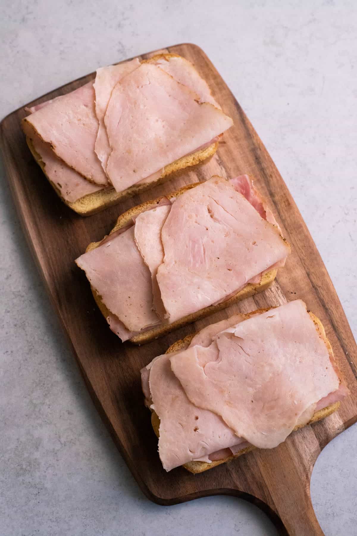 Monte Cristo Sandwiches with turkey on top.