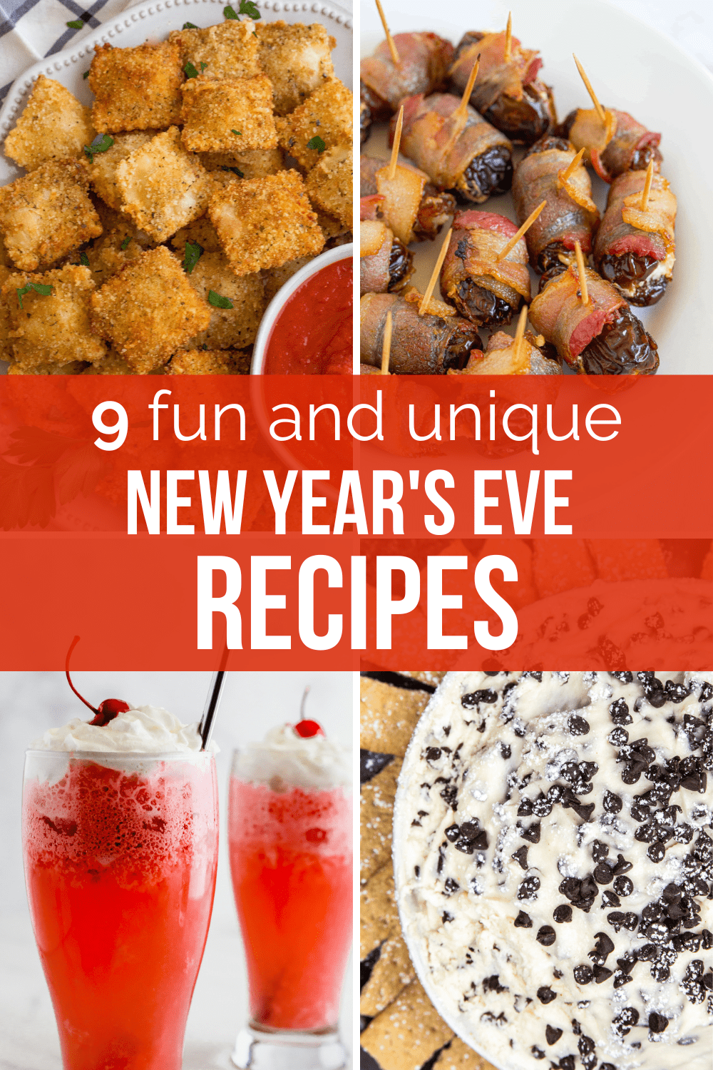 A collage of new year's eve recipes.