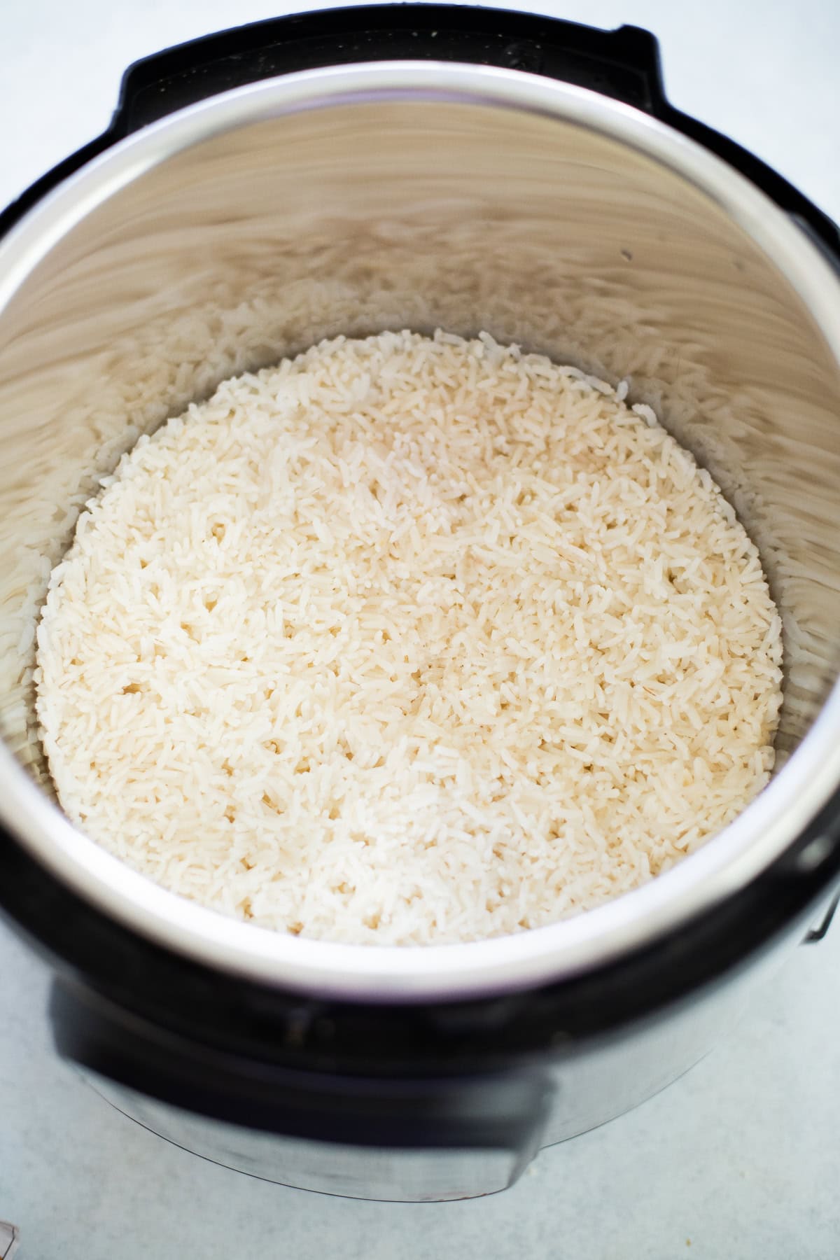 Cooked rice in an Instant Pot.