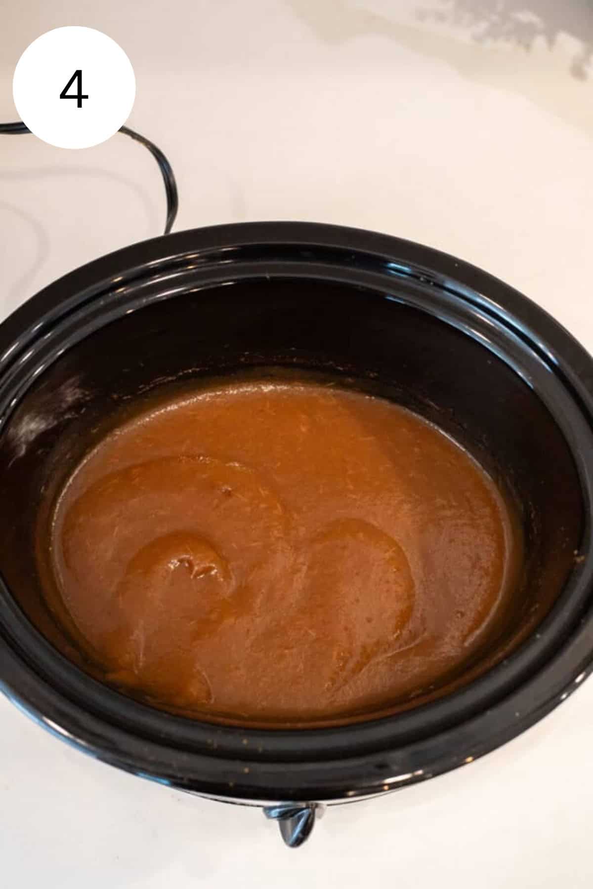 Apple butter in a crockpot.